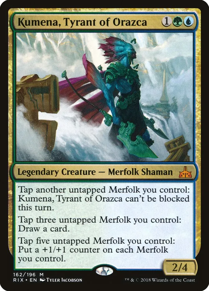 2018 Rivals of Ixalan Kumena, Tyrant of Orazca mythic #162 unlisted card image