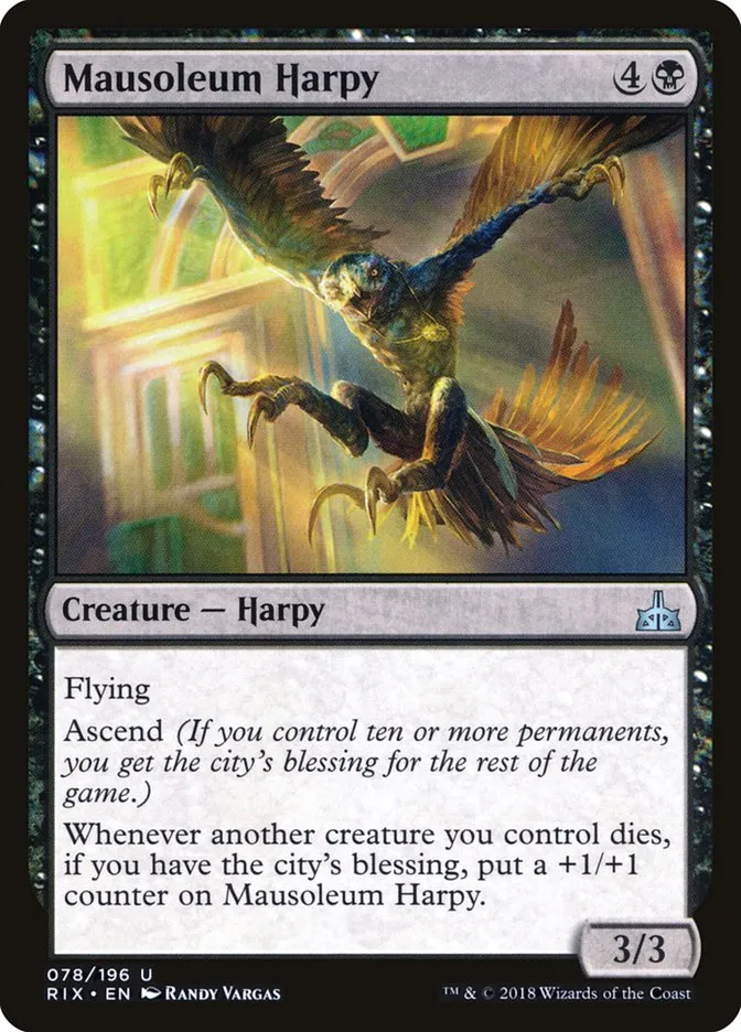 2018 Rivals of Ixalan Mausoleum Harpy uncommon #78 unlisted card image