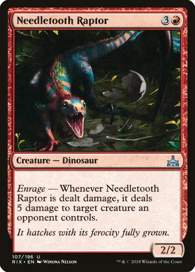 2018 Rivals of Ixalan Needletooth Raptor uncommon #107 unlisted card image