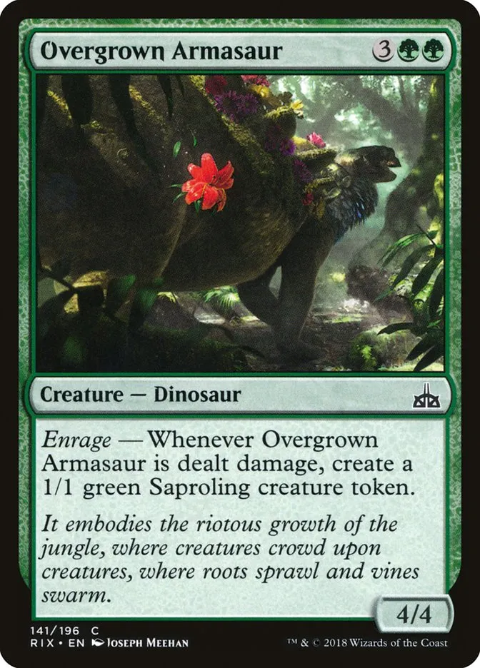 2018 Rivals of Ixalan Overgrown Armasaur common #141 unlisted card image