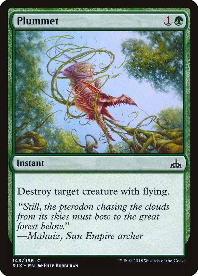 2018 Rivals of Ixalan Plummet common #143 unlisted card image