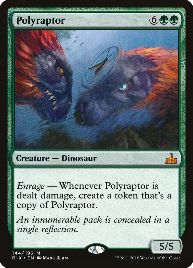 2018 Rivals of Ixalan Polyraptor mythic #144 unlisted card image