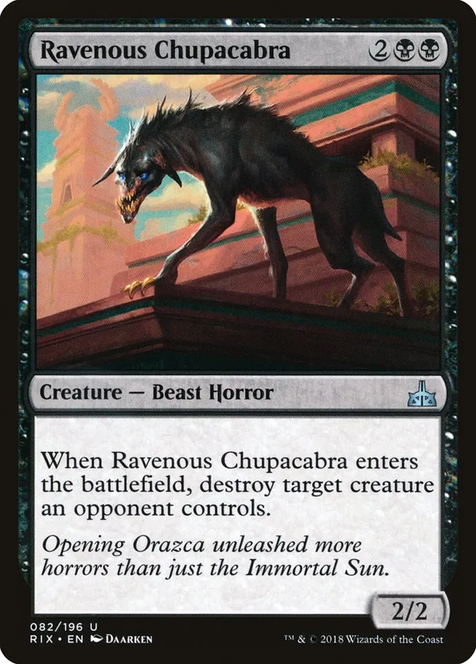 2018 Rivals of Ixalan Ravenous Chupacabra uncommon #82 unlisted card image