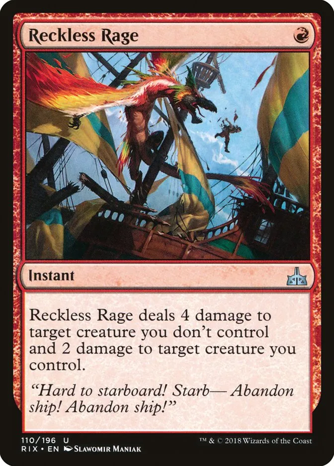 2018 Rivals of Ixalan Reckless Rage uncommon #110 unlisted card image