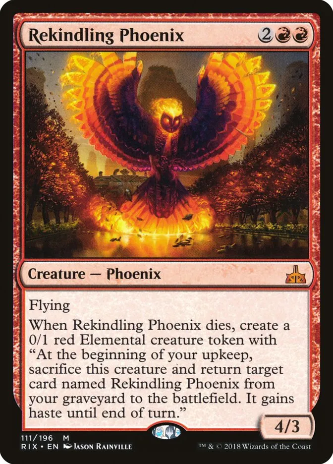 2018 Rivals of Ixalan Rekindling Phoenix mythic #111 unlisted card image