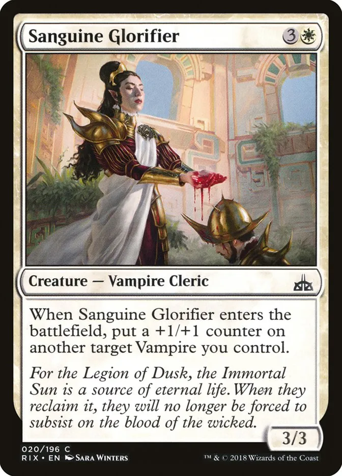 2018 Rivals of Ixalan Sanguine Glorifier common #20 unlisted card image