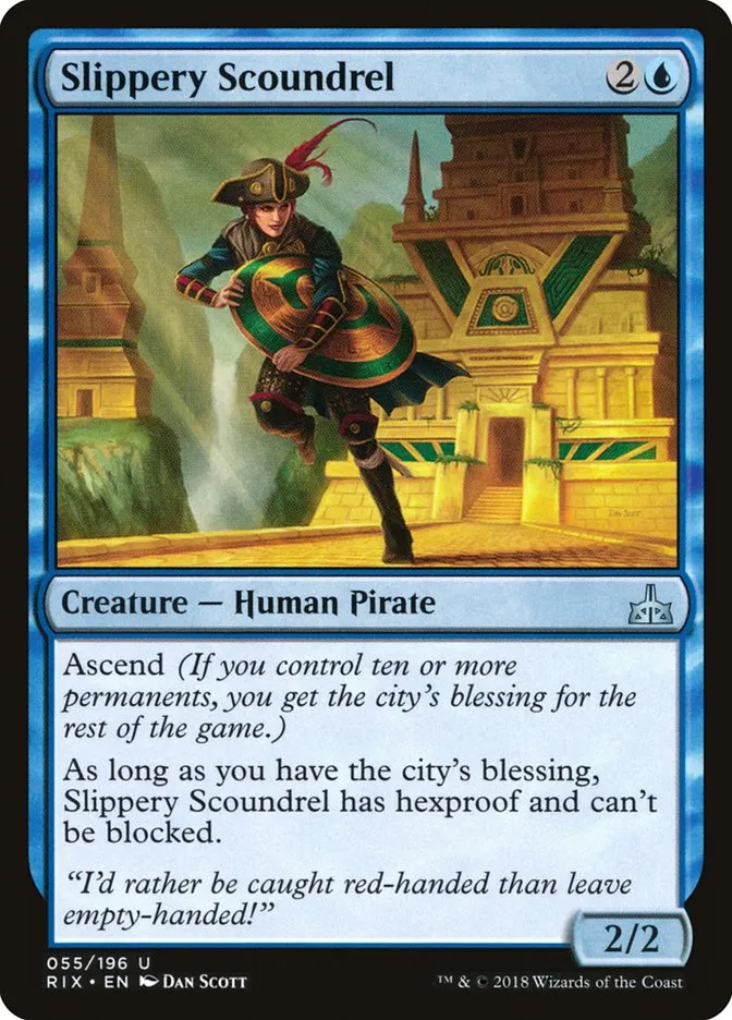 2018 Rivals of Ixalan Slippery Scoundrel uncommon #55 unlisted card image