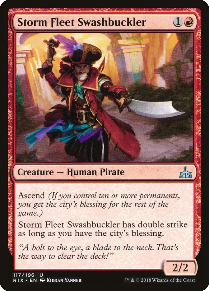 2018 Rivals of Ixalan Storm Fleet Swashbuckler uncommon #117 unlisted card image
