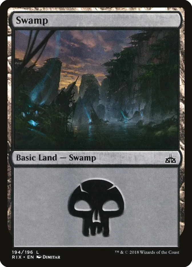 2018 Rivals of Ixalan Swamp common #194 unlisted card image