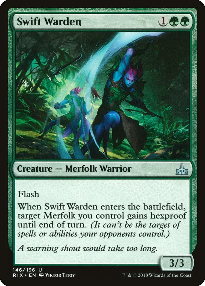 2018 Rivals of Ixalan Swift Warden uncommon #146 unlisted card image