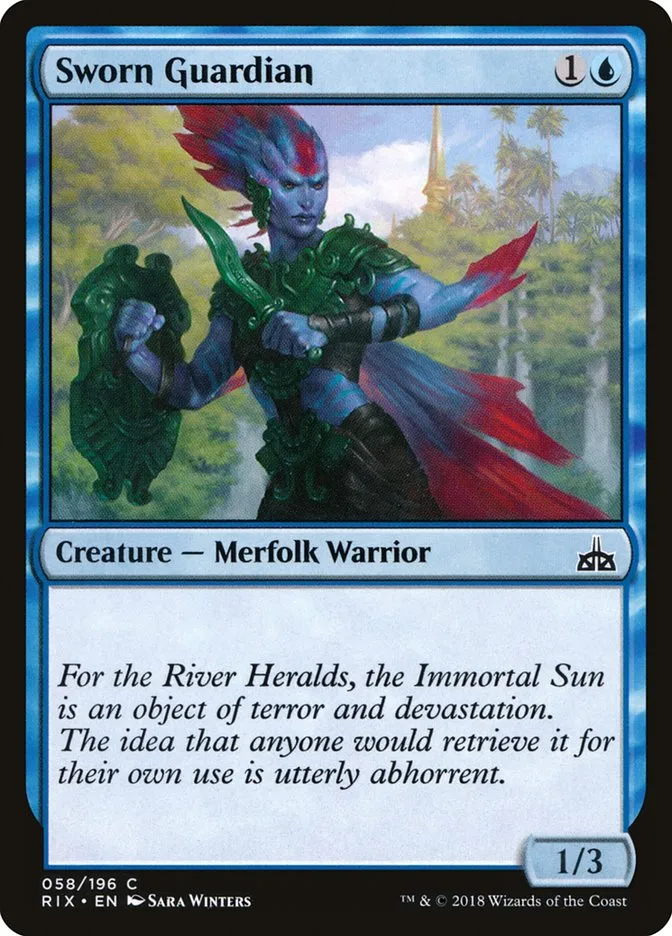2018 Rivals of Ixalan Sworn Guardian common #58 unlisted card image