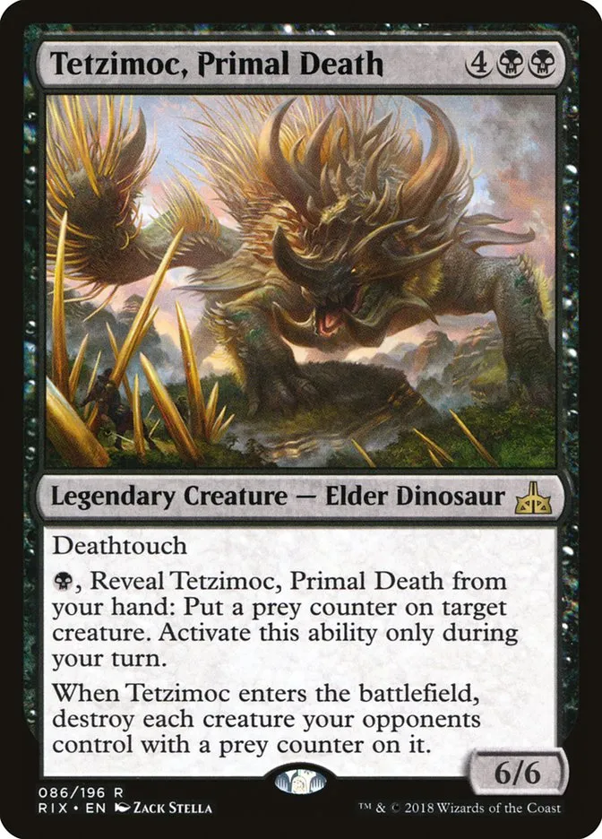 2018 Rivals of Ixalan Tetzimoc, Primal Death rare #86 unlisted card image