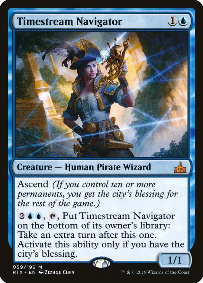 2018 Rivals of Ixalan Timestream Navigator mythic #59 unlisted card image