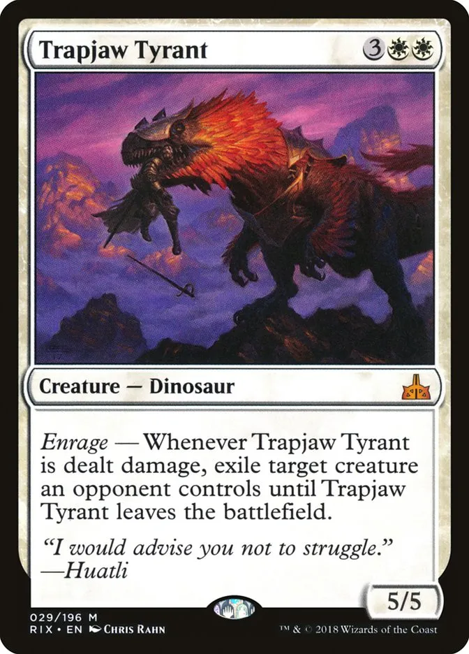 2018 Rivals of Ixalan Trapjaw Tyrant mythic #29 unlisted card image