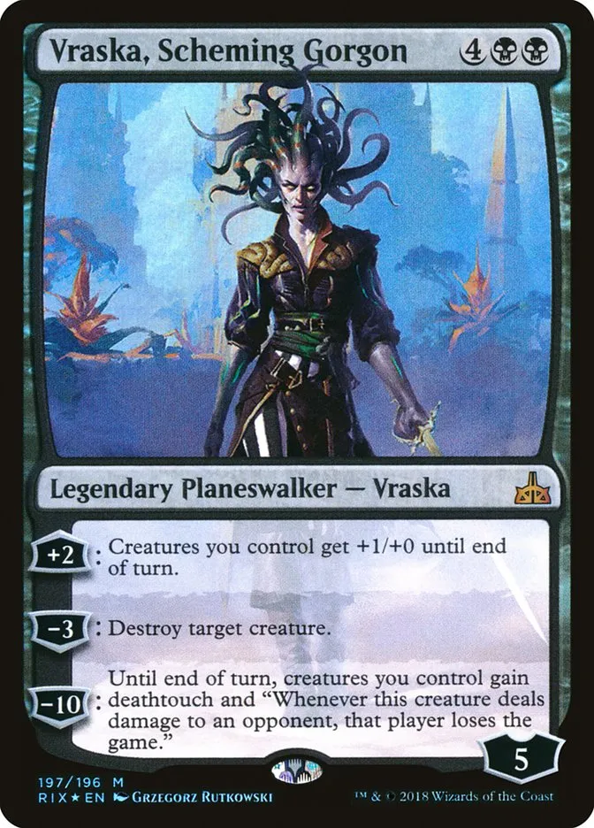 2018 Rivals of Ixalan Vraska, Scheming Gorgon mythic #197 unlisted card image