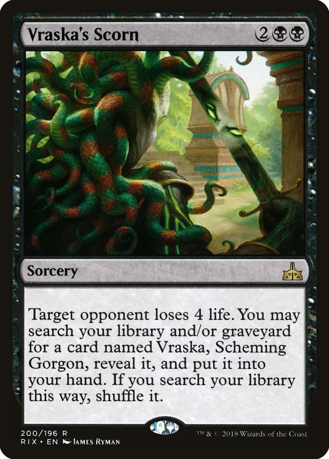 2018 Rivals of Ixalan Vraska's Scorn rare #200 unlisted card image