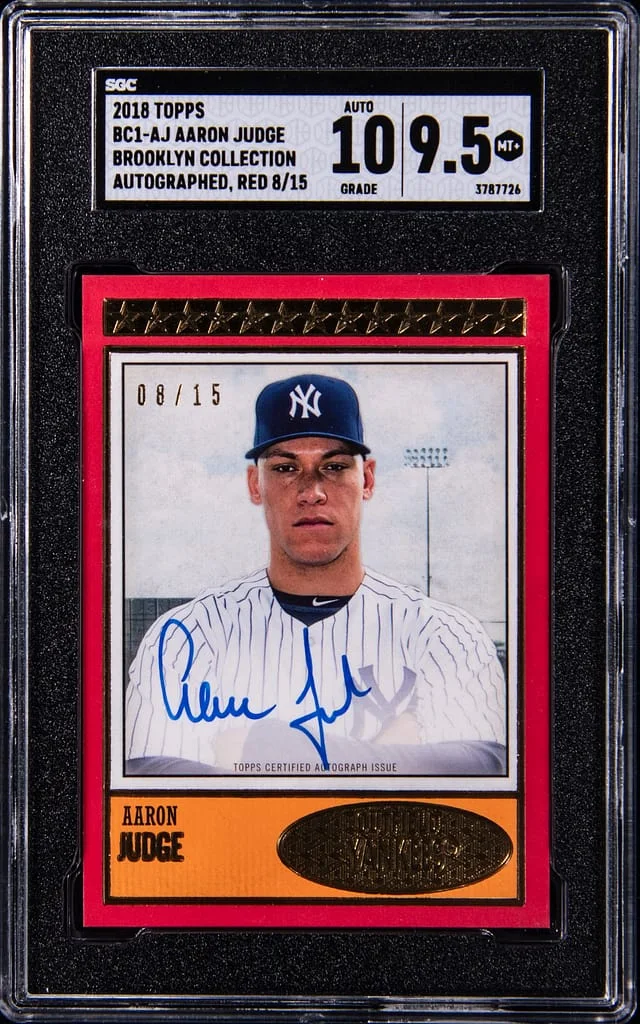 2018 Topps Aaron Judge Brooklyn Collection Autographed Red #BC1-AJ card image