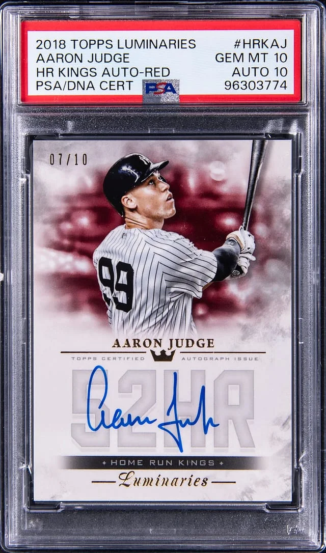 2018 Topps Aaron Judge Luminaries Home Run Kings Autograph-Red #HRKAJ card image