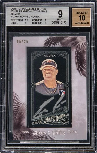 2018 Topps Allen & Ginter Ronald Acuna X Mini Framed Autographs Silver #MA-RA card image