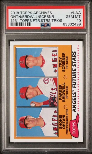 2018 Topps Archives Parker Bridwell/Shohei Ohtani /Troy Scribner 1981 Topps Future Stars Trios #LAA card image