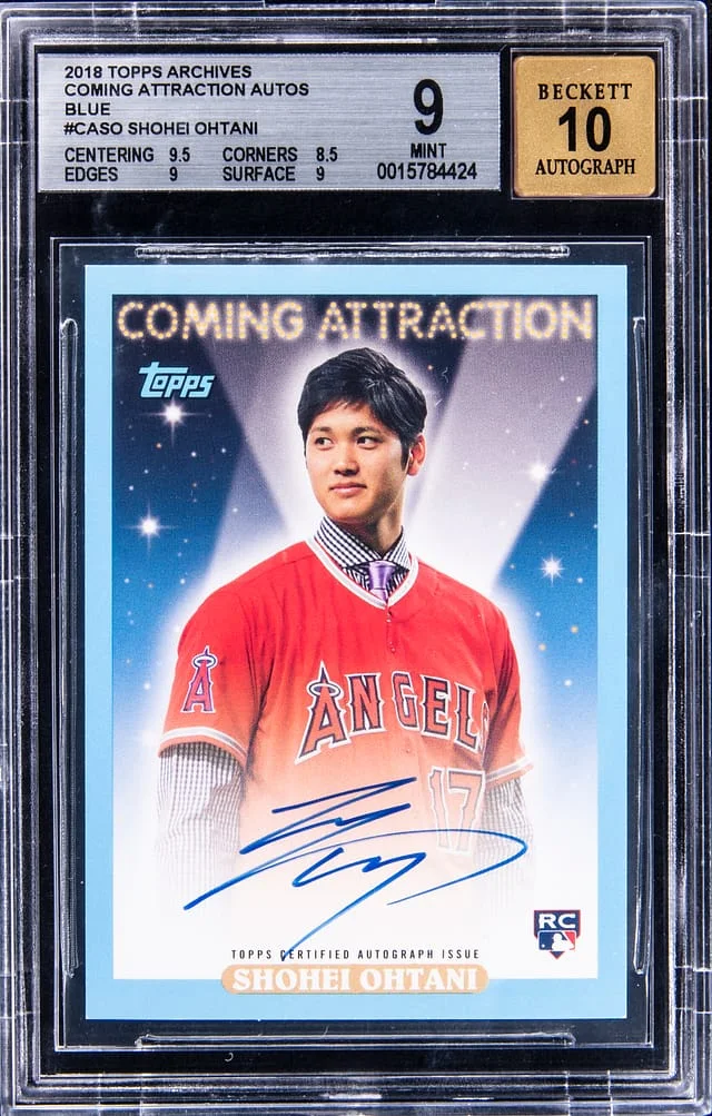 2018 Topps Archives Shohei Ohtani Coming Attraction Autographs Blue #CA-SO card image