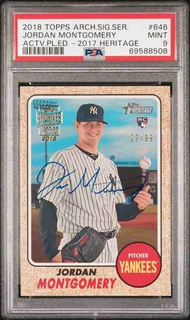 2018 Topps Archives Signature Series Jordan Montgomery Active Players Edition 2017 Heritage #646 card image