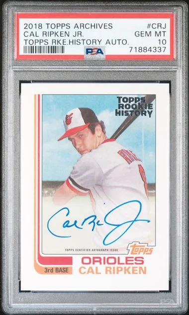 2018 Topps Archives Topps History Autographs Crj Cal Ripken Jr. #no-number card image