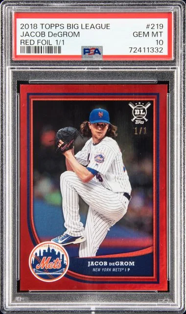2018 Topps Big Jacob deGrom League Red Foil #219 card image