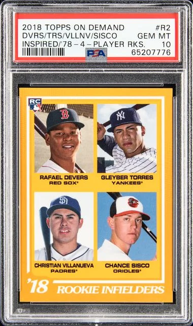 2018 Topps Chance Sisco/Christian Villanueva/Gleyber Torres/Rafael Devers On Demand Inspired By 1978 4-Player Rookies #R2 card image
