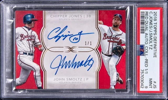 2018 Topps Chipper Jones/John Smoltz Definitive Collection Dual Autograph Red #JS card image