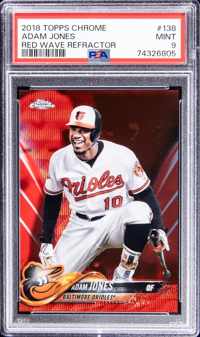 2018 Topps Chrome Adam Jones Red Wave Refractor #138 card image