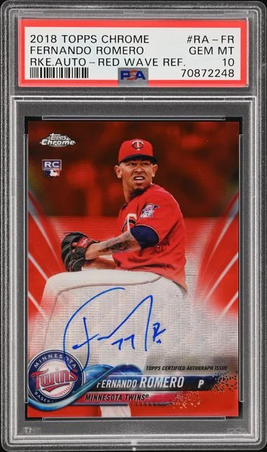 2018 Topps Chrome Autograph Red Wave Refractor RA-FR Fernando Romero #no-number card image