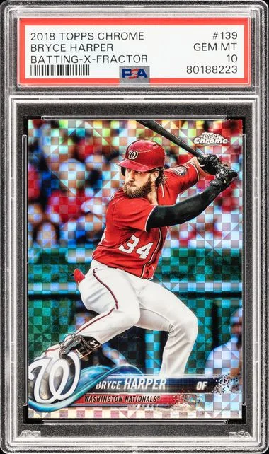 2018 Topps Chrome Bryce Harper Batting-X-Fractor #139 card image