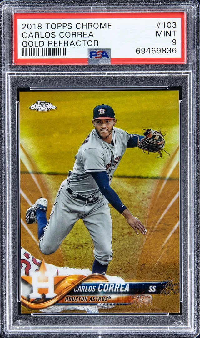 2018 Topps Chrome Carlos Correa Gold Refractor #103 card image