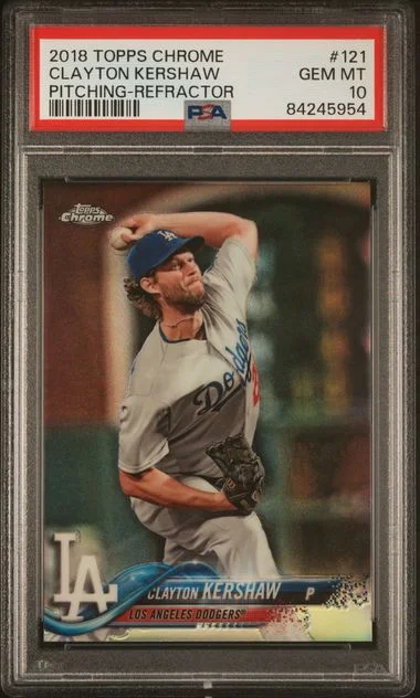 2018 Topps Chrome Clayton Kershaw Pitching-Refractor #121 card image