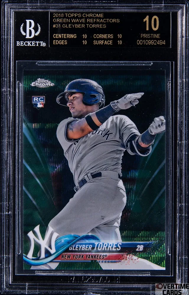 2018 Topps Chrome Gleyber Torres Green Wave Refractor #31 card image