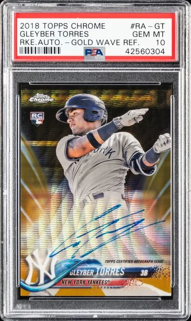 2018 Topps Chrome Gleyber Torres Autograph Gold Wave Refractor #RA-GT card image