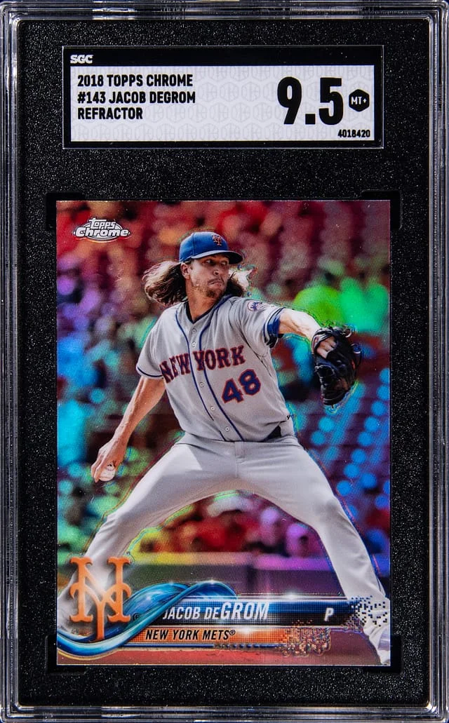 2018 Topps Chrome Jacob DeGrom Refractor #143 card image
