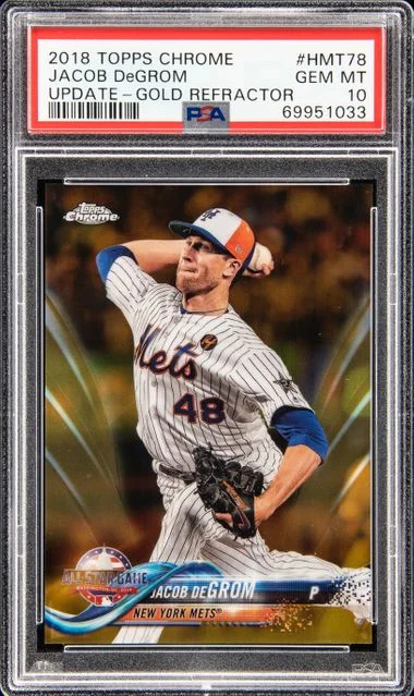 2018 Topps Chrome Jacob deGrom Gold Refractor #HMT78 card image