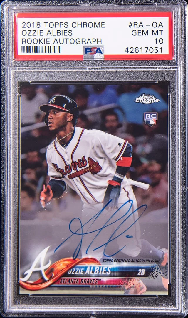 2018 Topps Chrome Ozzie Albies Autograph #RAOA card image