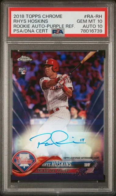 2018 Topps Chrome Rhys Hoskins Autograph Purple Refractor #RA-RH card image