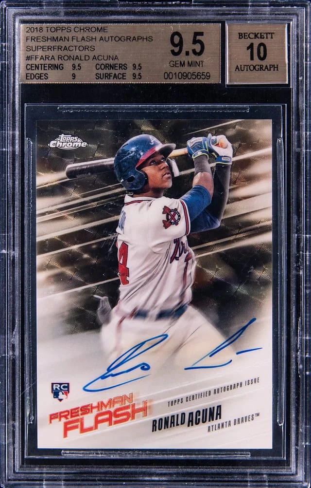 2018 Topps Chrome Ronald Acuna Jr. Freshman Flash Autograph SuperFractor #FFA-RA card image