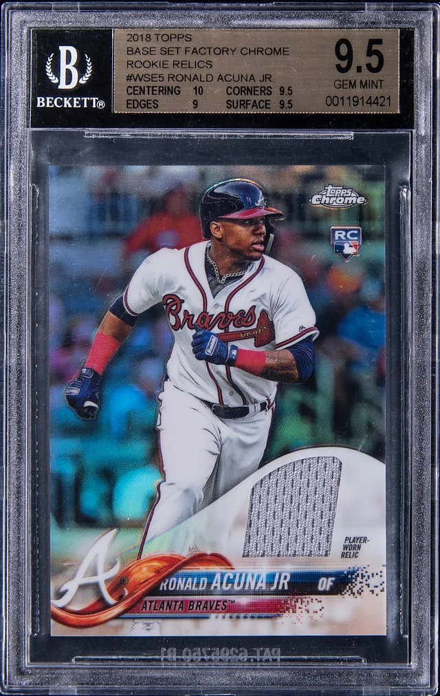 2018 Topps Chrome Ronald Acuna Jr. Base Set Factory Relics #WSE5 card image