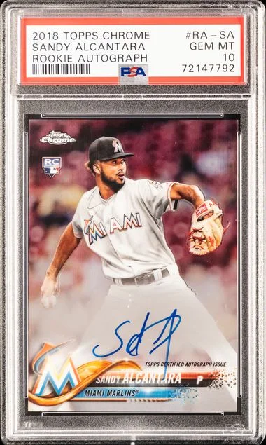 2018 Topps Chrome Sandy Alcantara Autograph #RA-SA card image