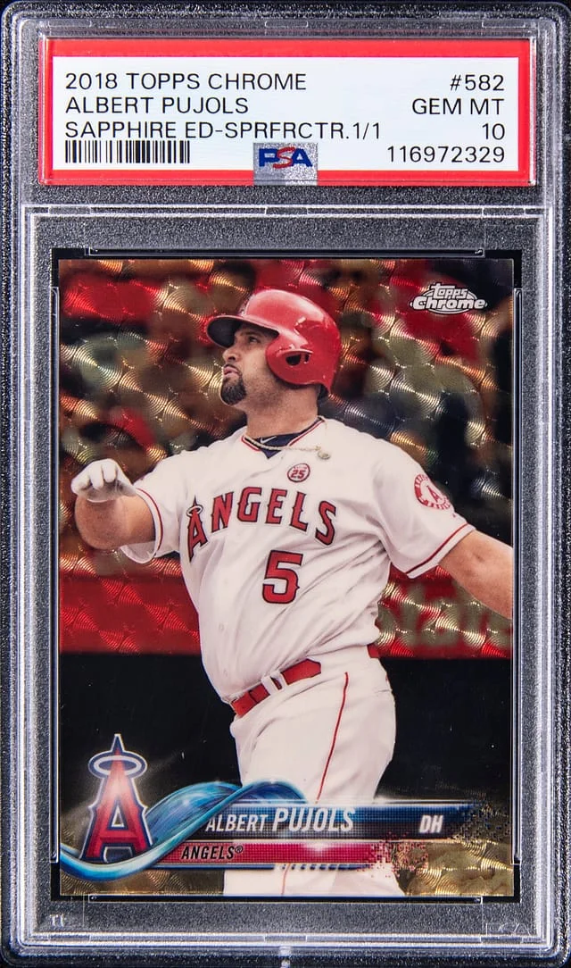 2018 Topps Chrome Sapphire Edition Albert Pujols SuperFractor #582 card image