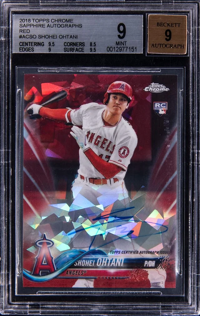 2018 Topps Chrome Sapphire Shohei Ohtani Autographs Red #AC-SO card image
