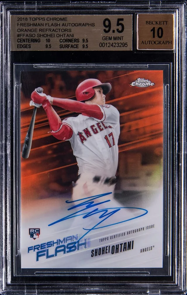 2018 Topps Chrome Shohei Ohtani Freshman Flash Autographs Orange Refractor #FFA-SO card image