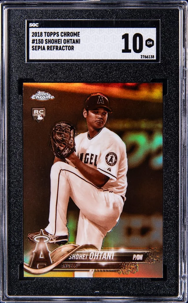 2018 Topps Chrome Shohei Ohtani - GM 10 Sepia Refractor #150 card image