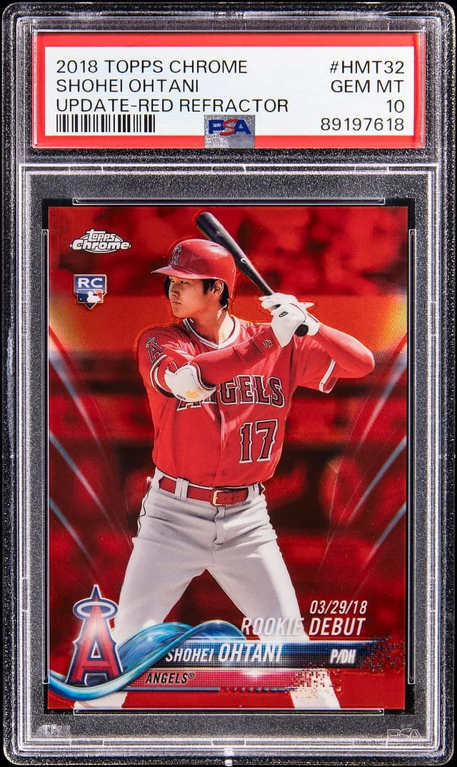 2018 Topps Chrome Shohei Ohtani Red Refractor #HMT32 card image