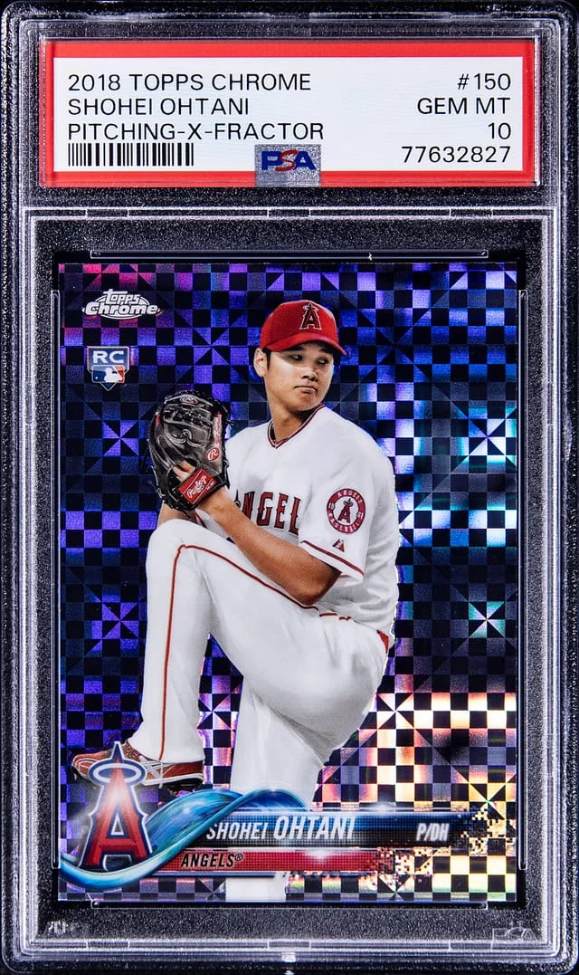 2018 Topps Chrome Shohei Ohtani, Ptiching X-Fractor #150 card image